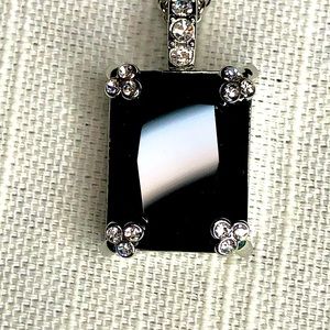 Carolee Sterling Deep Blue Drop Pendant Necklace